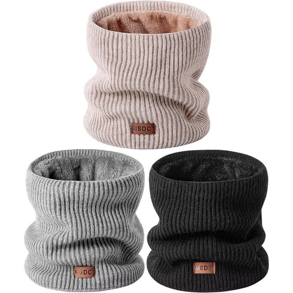 Men Warmer Oatmealblackand Grey 3-Pack Neck Thermal Fleece Cold Weather